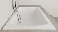 Ванна из искусственного камня Salini Cascata Kit S-Sense 170x70 см, встраиваемая, матовая белая, на ножках, с донным клапаном