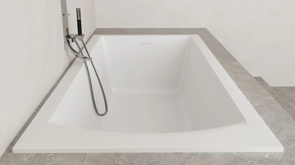 Ванна из искусственного камня Salini Cascata Kit S-Sense 170x70 см, встраиваемая, матовая белая, на ножках, с донным клапаном