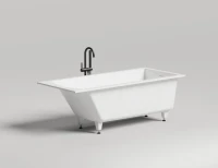 Ванна из искусственного камня Salini Cascata Kit S-Sense 170x70 см, встраиваемая, матовая белая, на ножках, с донным клапаном