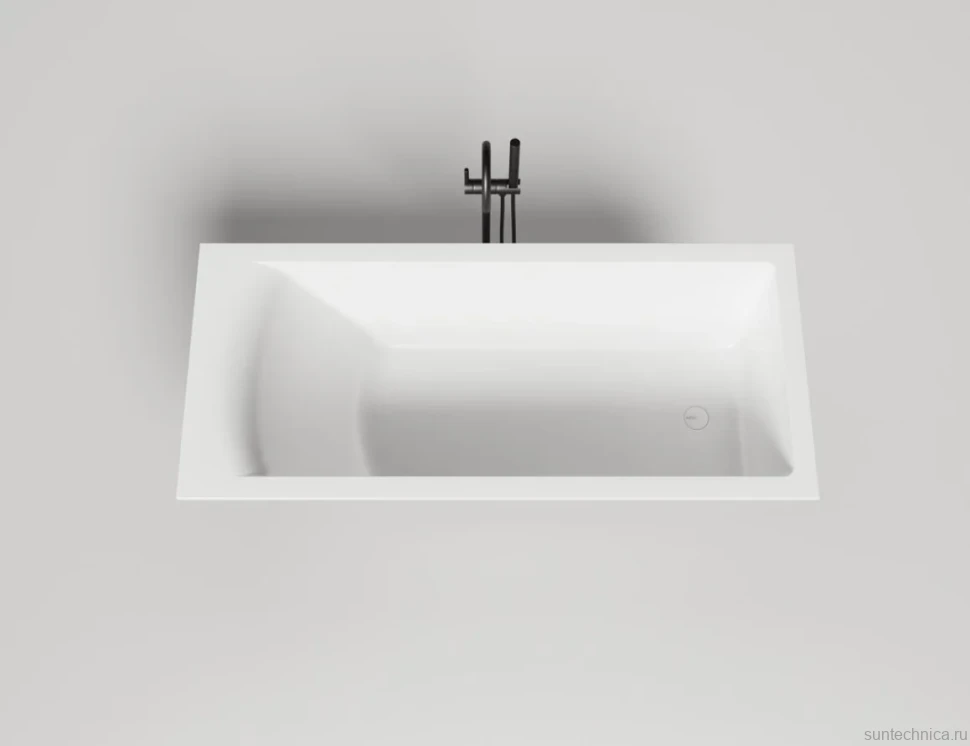 Ванна из искусственного камня Salini Cascata Kit S-Sense 170x70 см, встраиваемая, матовая белая, на ножках, с донным клапаном