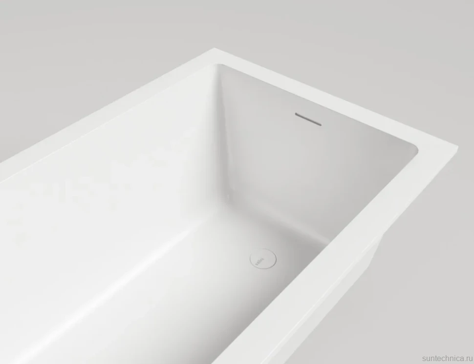 Ванна из искусственного камня Salini Cascata Kit S-Sense 170x70 см, встраиваемая, матовая белая, на ножках, с донным клапаном