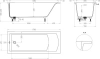 Ванна из искусственного камня Salini Cascata Kit S-Sense 170x70 см, встраиваемая, матовая белая, на ножках, с донным клапаном