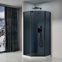 Душевой уголок Black&White Stellar Wind S815 BG 90х90, профиль черный, стекло тонированное