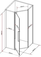 Душевой уголок Black&White Stellar Wind S815 BG 90х90, профиль черный, стекло тонированное