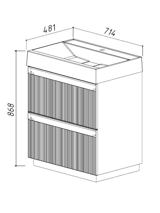 Тумба с раковиной Belux Базель 70 напольная, лаванда