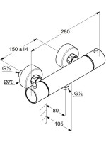Термостатический смеситель Kludi Objekta 35200N538 для душа, брашированный никель PVD
