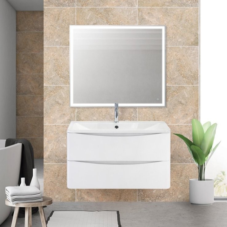 Тумба с раковиной BelBagno Acqua 100 подвесная, bianco lucido