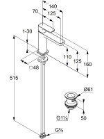 Смеситель для раковины Kludi Renon 42289N575 брашированный никель PVD