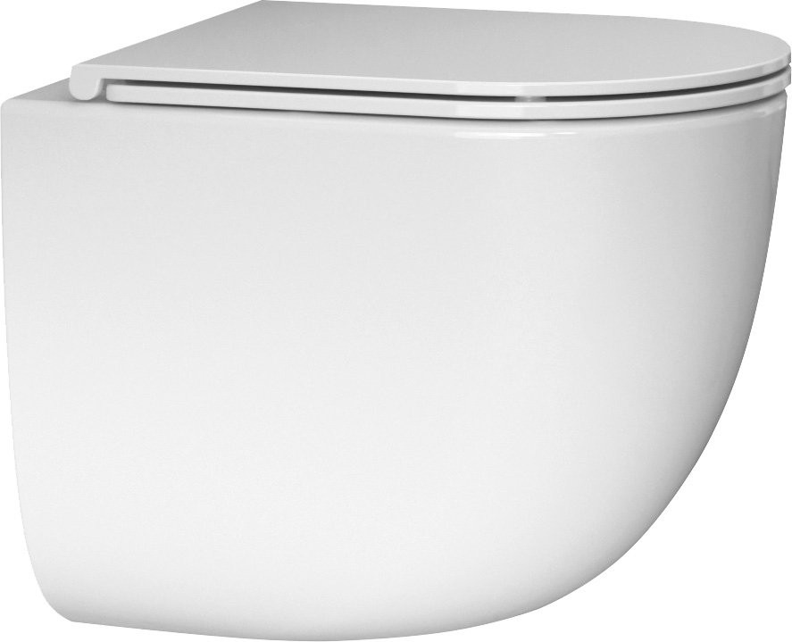 Унитаз подвесной Abber Bequem AC1132TC безободковый, с микролифтом, с закрытым дном, белый