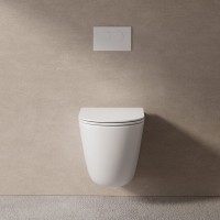 Унитаз подвесной Abber Bequem AC1132TC безободковый, с микролифтом, с закрытым дном, белый