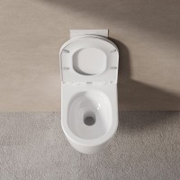 Унитаз подвесной Abber Bequem AC1132TC безободковый, с микролифтом, с закрытым дном, белый