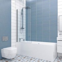 Шторка на ванну Kubele DE020 DE020P601-CLN-MT- 50х150 150х50, профиль матовый хром