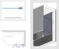 Шторка на ванну Kubele DE020 DE020P601-CLN-MT- 50х150 150х50, профиль матовый хром