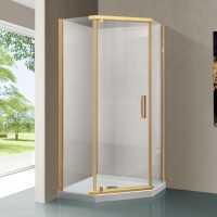 Душевой уголок Vincea Stresa VSP-1S900CLG 90х90, профиль брашированное золото, стекло прозрачное