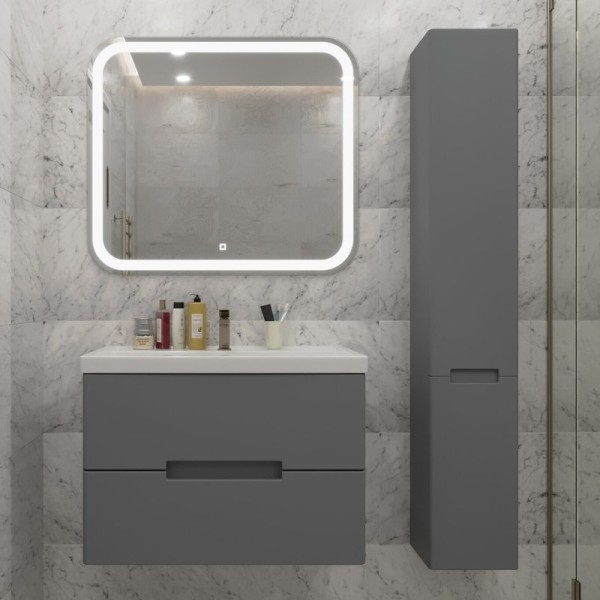 Мебель для ванной комнаты SanStar Noche 80 подвесная, графит софт, раковина Фостер