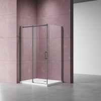 Душевой уголок Vincea Dice VSR-4D8013CLGM 130х80, профиль вороненая сталь, стекло прозрачное