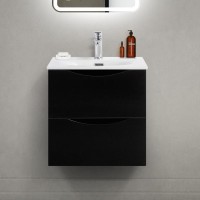 Тумба с раковиной BelBagno Marino-cer-mini 50 подвесная, nero lucido