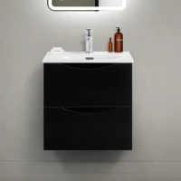 Тумба с раковиной BelBagno Marino-cer-mini 50 подвесная, nero lucido