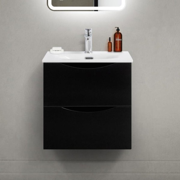 Тумба с раковиной BelBagno Marino-cer-mini 50 подвесная, nero lucido