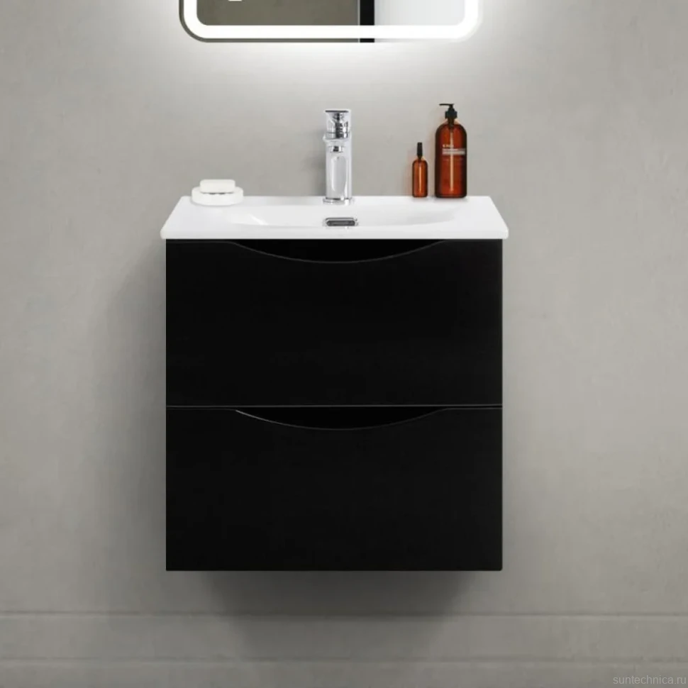 Тумба с раковиной BelBagno Marino-cer-mini 50 подвесная, nero lucido