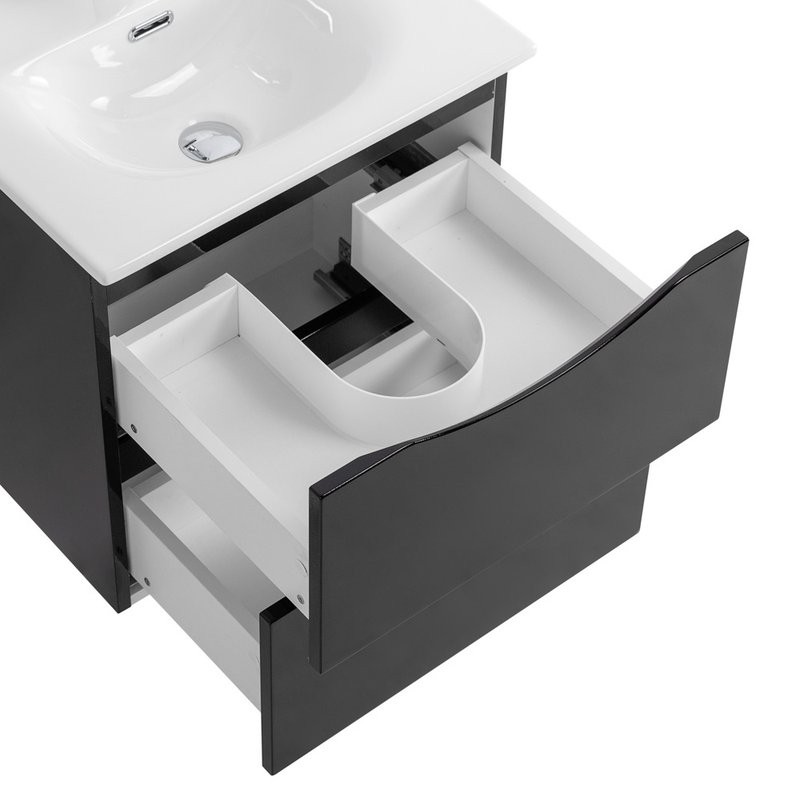 Тумба с раковиной BelBagno Marino-cer-mini 50 подвесная, nero lucido