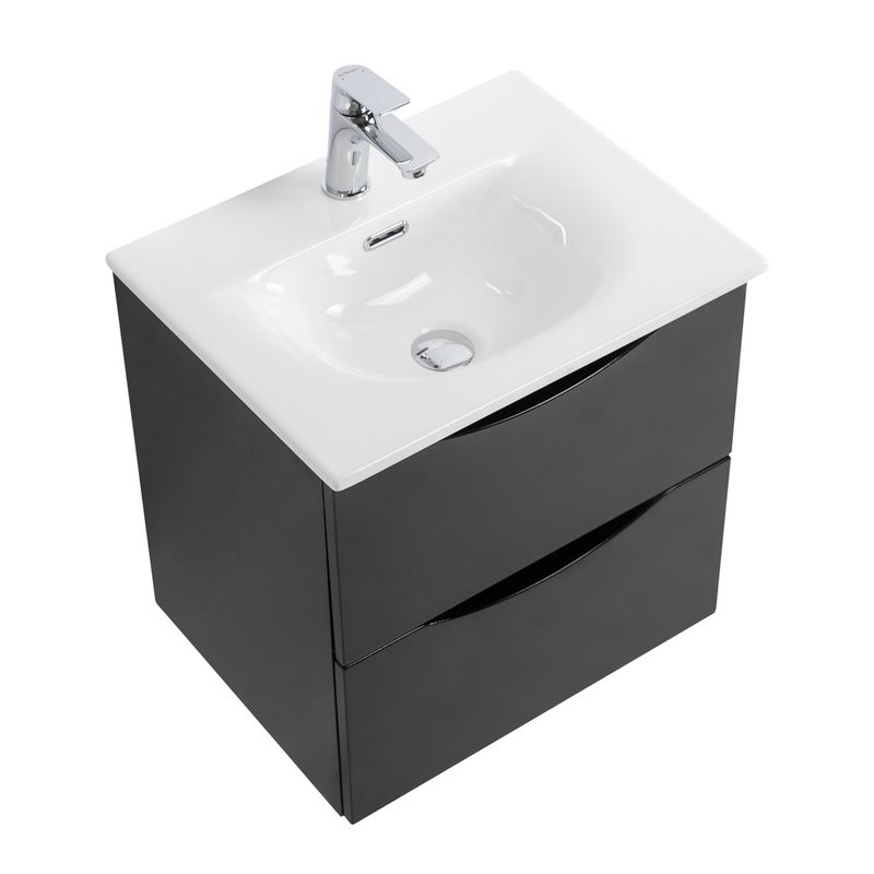 Тумба с раковиной BelBagno Marino-cer-mini 50 подвесная, nero lucido