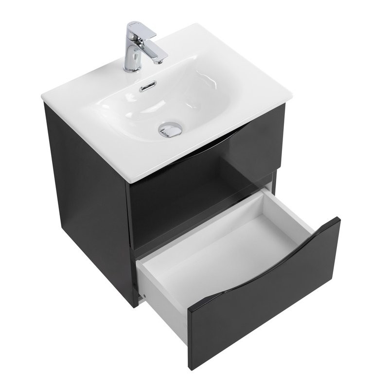 Тумба с раковиной BelBagno Marino-cer-mini 50 подвесная, nero lucido