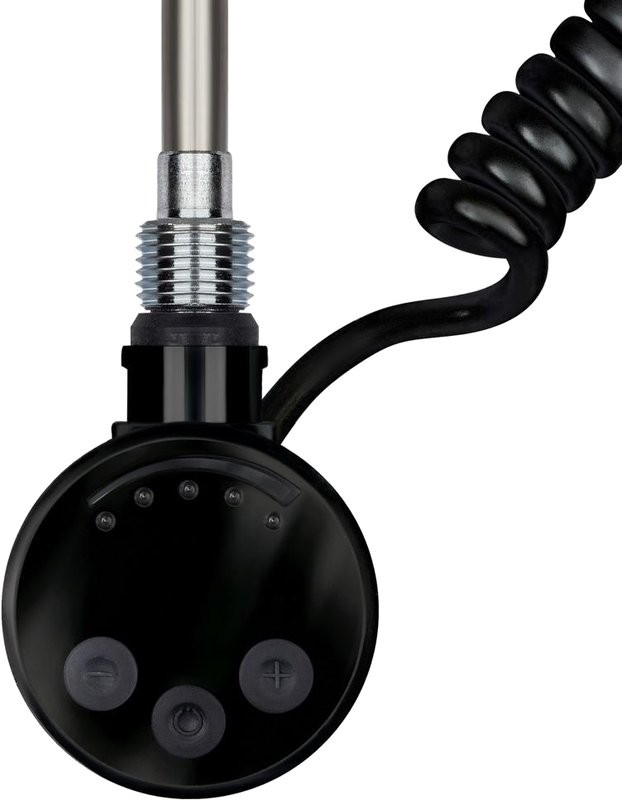 Полотенцесушитель электрический Secado Комано 1 СП 105x55 см, подключение слева, матовый черный, лесенка, с полкой