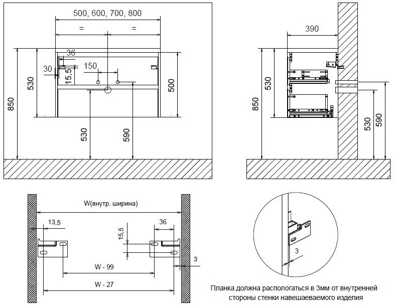 Мебель для ванной комнаты BelBagno Etna 39 50 bianco lucido, раковина BB-8099-3-50