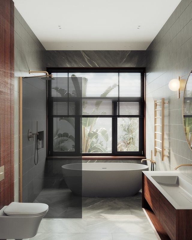 Душевая перегородка Maybahglass MGD-1355-2ш 99 см, профиль бронза, стекло графит