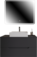 Мебель для ванной комнаты Orange Line 100 подвесная, 2 ящика, матовый графит с раковиной B04-500W