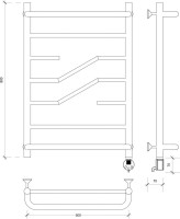 Полотенцесушитель электрический Secado Риволи СП 85x55 см, подключение справа, глянцевый хром, лесенка