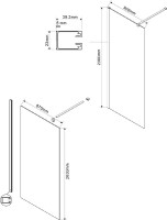 Душевая перегородка Vincea Walk-in VSW-1H900MRB 90 см, профиль матовый чёрный, стекло зеркальное