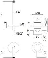 Смеситель для раковины Paffoni Light LIG007NO70 С ВНУТРЕННЕЙ ЧАСТЬЮ