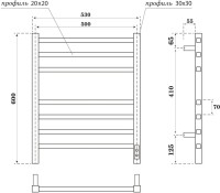Полотенцесушитель электрический Point Вега PN71856GB 50х60, графит блеск