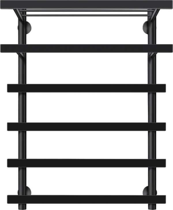 Полотенцесушитель электрический Secado Понтида 7 СП, L 80x60 см, подключение слева, матовый черный, лесенка, с полкой