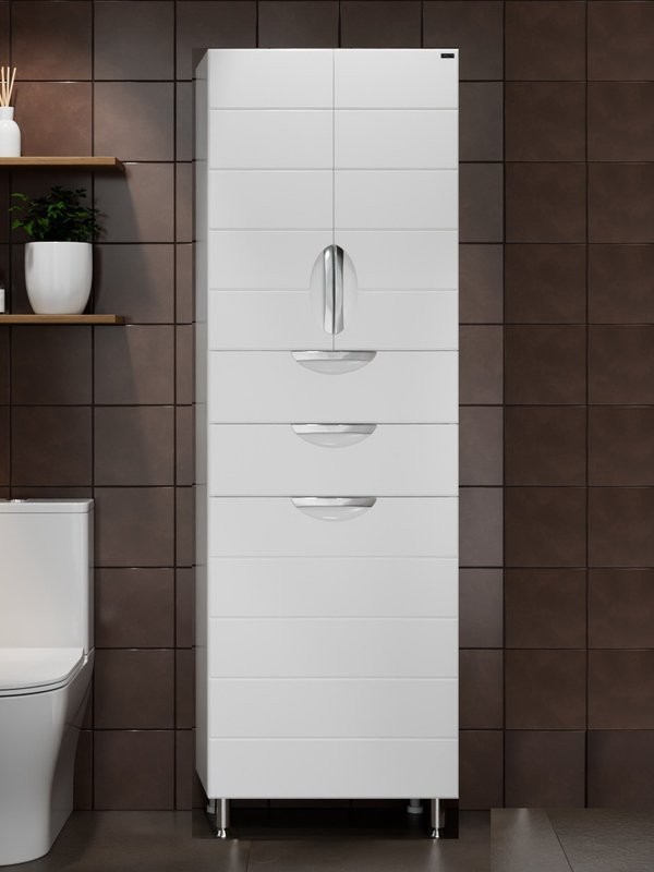 Шкаф-пенал для ванной СаНта Родос 60 с бельевой корзиной