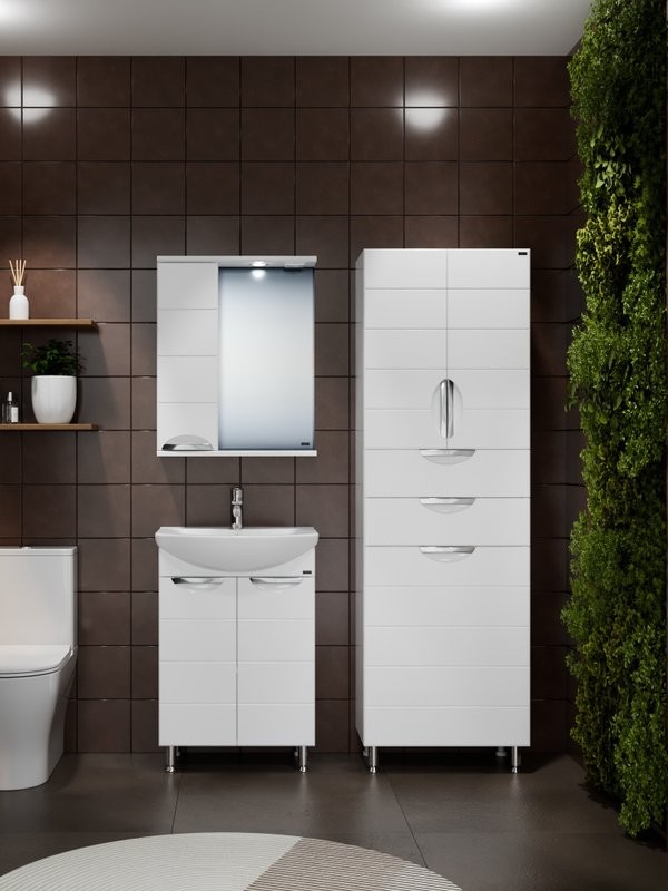 Шкаф-пенал для ванной СаНта Родос 60 с бельевой корзиной