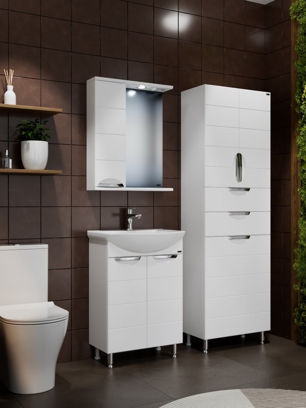 Шкаф-пенал для ванной СаНта Родос 60 с бельевой корзиной