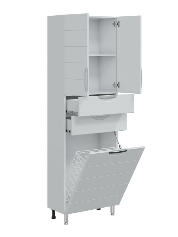 Шкаф-пенал для ванной СаНта Родос 60 с бельевой корзиной