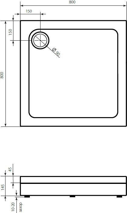 Поддон для душа Bas Форум 80x80