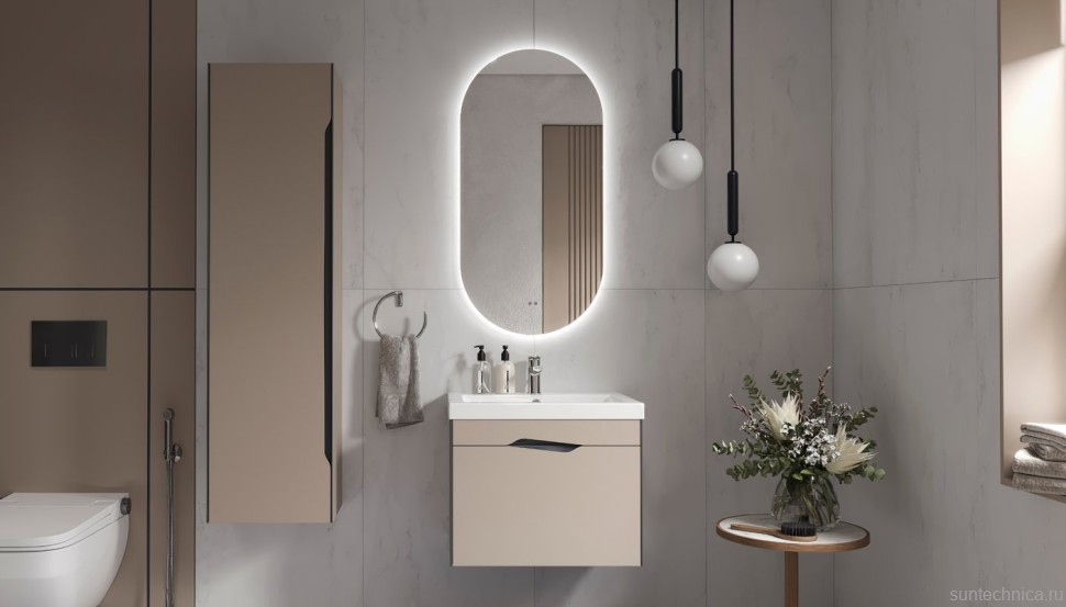 Тумба с раковиной Velvex Krona 60 серый камень