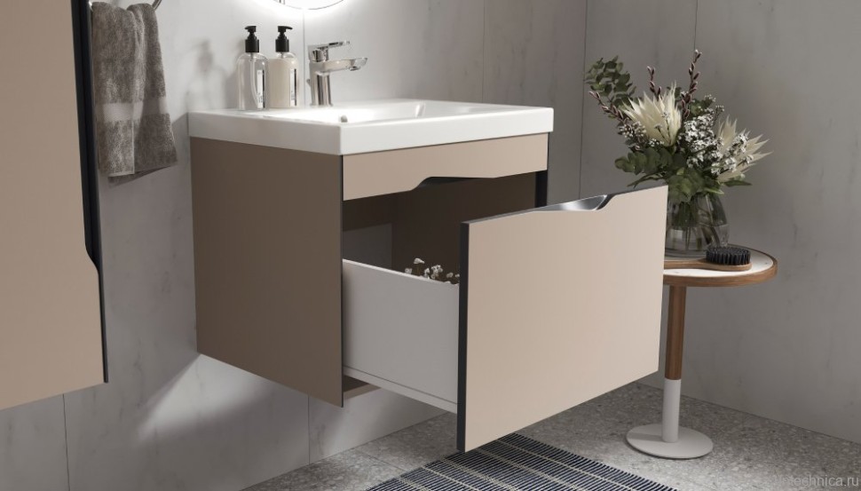 Тумба с раковиной Velvex Krona 60 серый камень