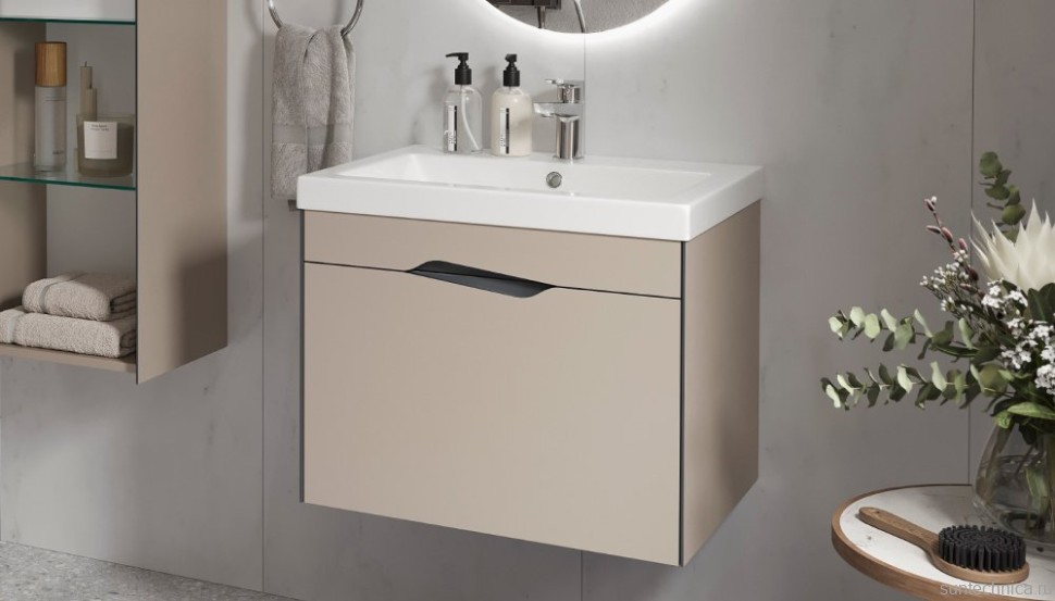 Тумба с раковиной Velvex Krona 60 серый камень