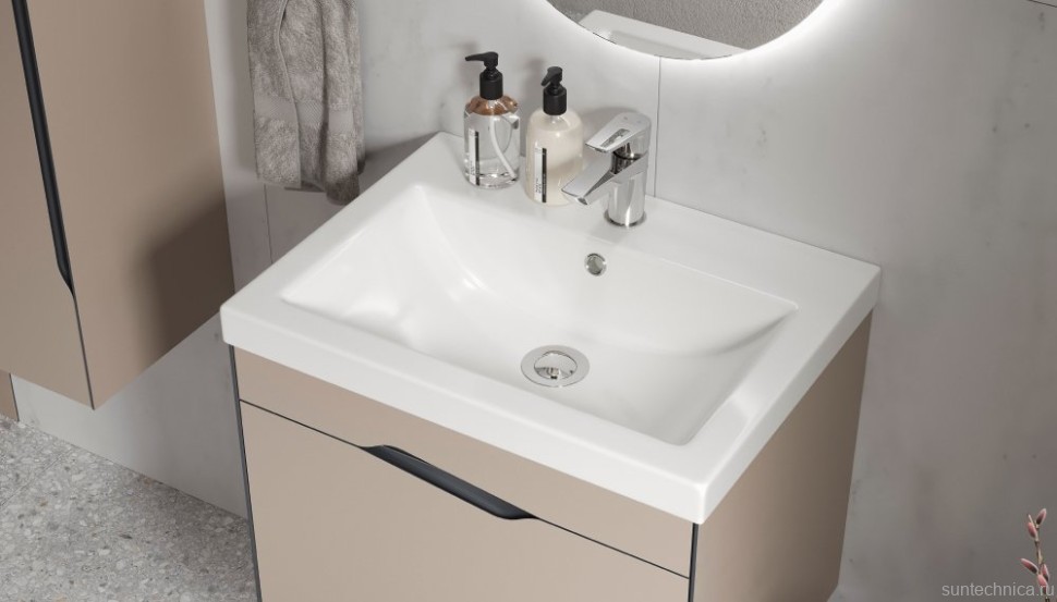 Тумба с раковиной Velvex Krona 60 серый камень