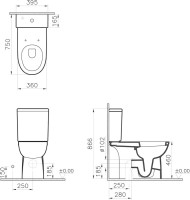 Унитаз-компакт напольный VitrA Conforma 9832B003-7204 для людей с ограниченными возможностями