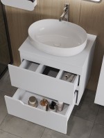 Тумба с раковиной Orange Line 60 подвесная, 2 ящика, матовая белая с раковиной B05-520W