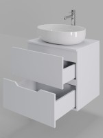 Тумба с раковиной Orange Line 60 подвесная, 2 ящика, матовая белая с раковиной B05-520W