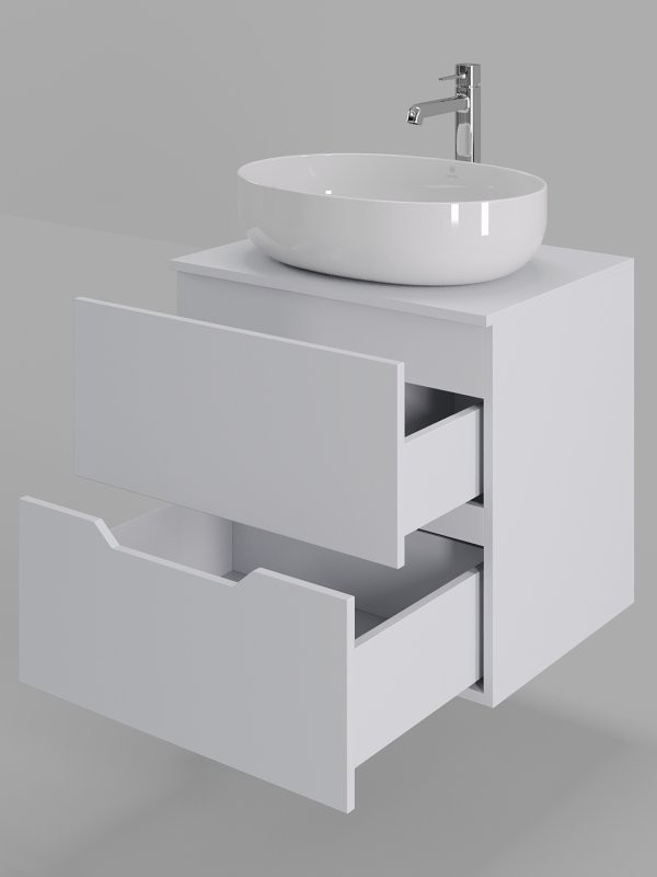 Тумба с раковиной Orange Line 60 подвесная, 2 ящика, матовая белая с раковиной B05-520W