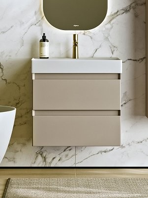 Тумба с раковиной Aqwella 5 stars Geometria 65 подвесная, 2 ящика, морская дюна